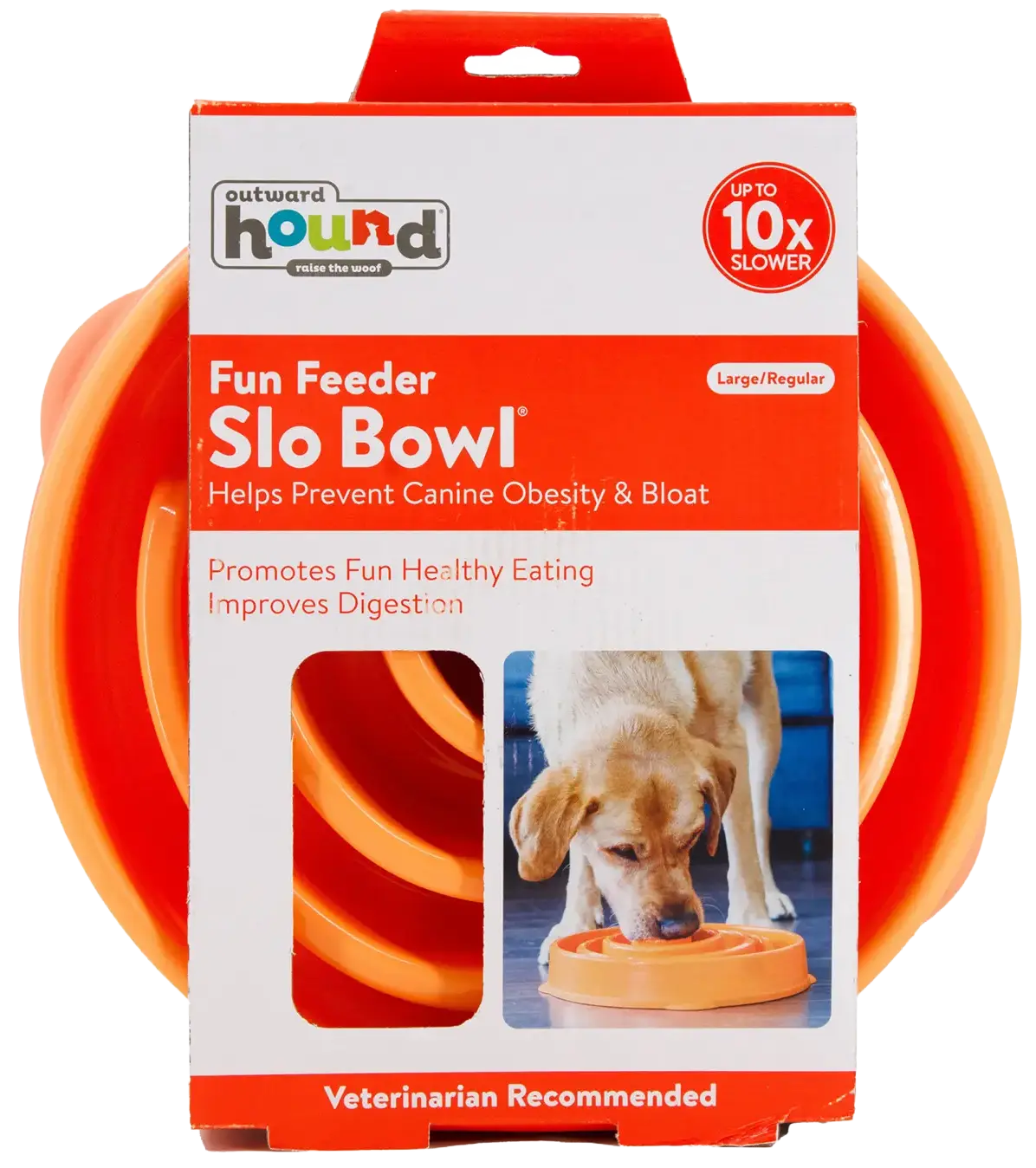Outward Hound Fun Feeder Interactive Dog Bowl Slow Feeder Orange Large - Image 2