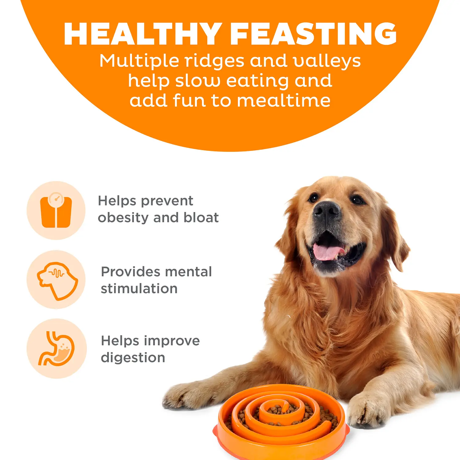 Outward Hound Fun Feeder Interactive Dog Bowl Slow Feeder Orange Large - Image 5