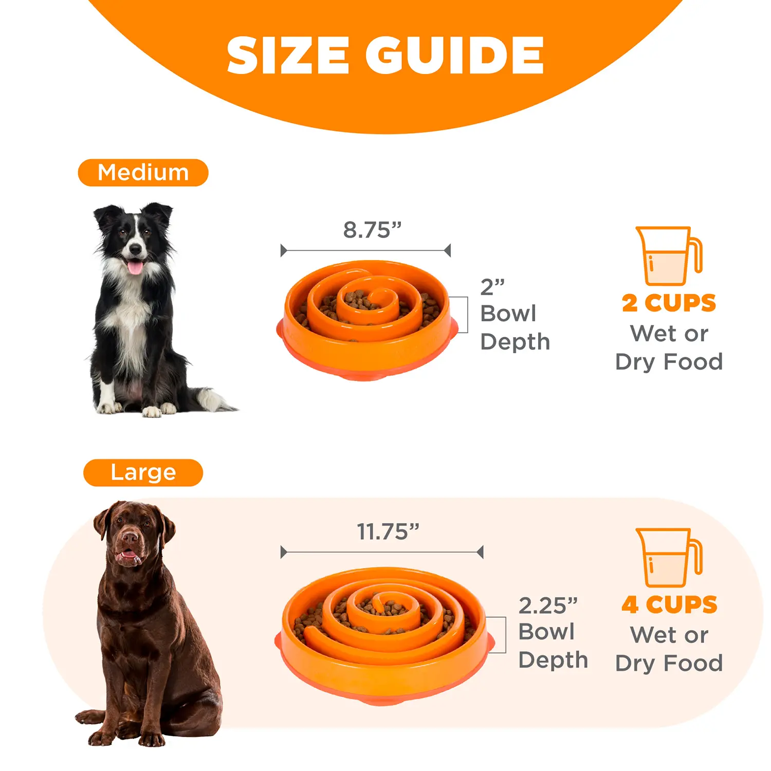 Outward Hound Fun Feeder Interactive Dog Bowl Slow Feeder Orange Large - Image 6