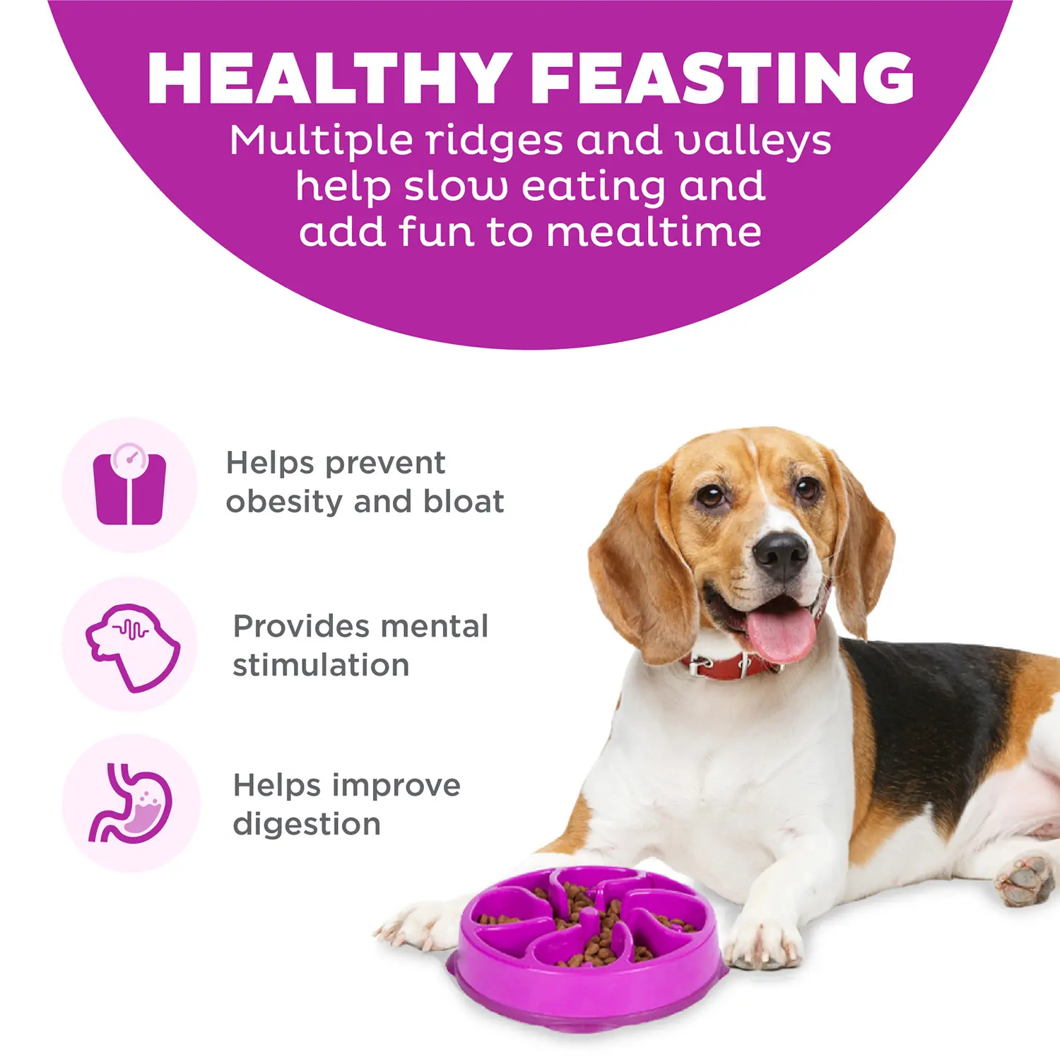 Outward Hound Fun Feeder Interactive Dog Bowl Slow Feeder Purple Small - Image 4