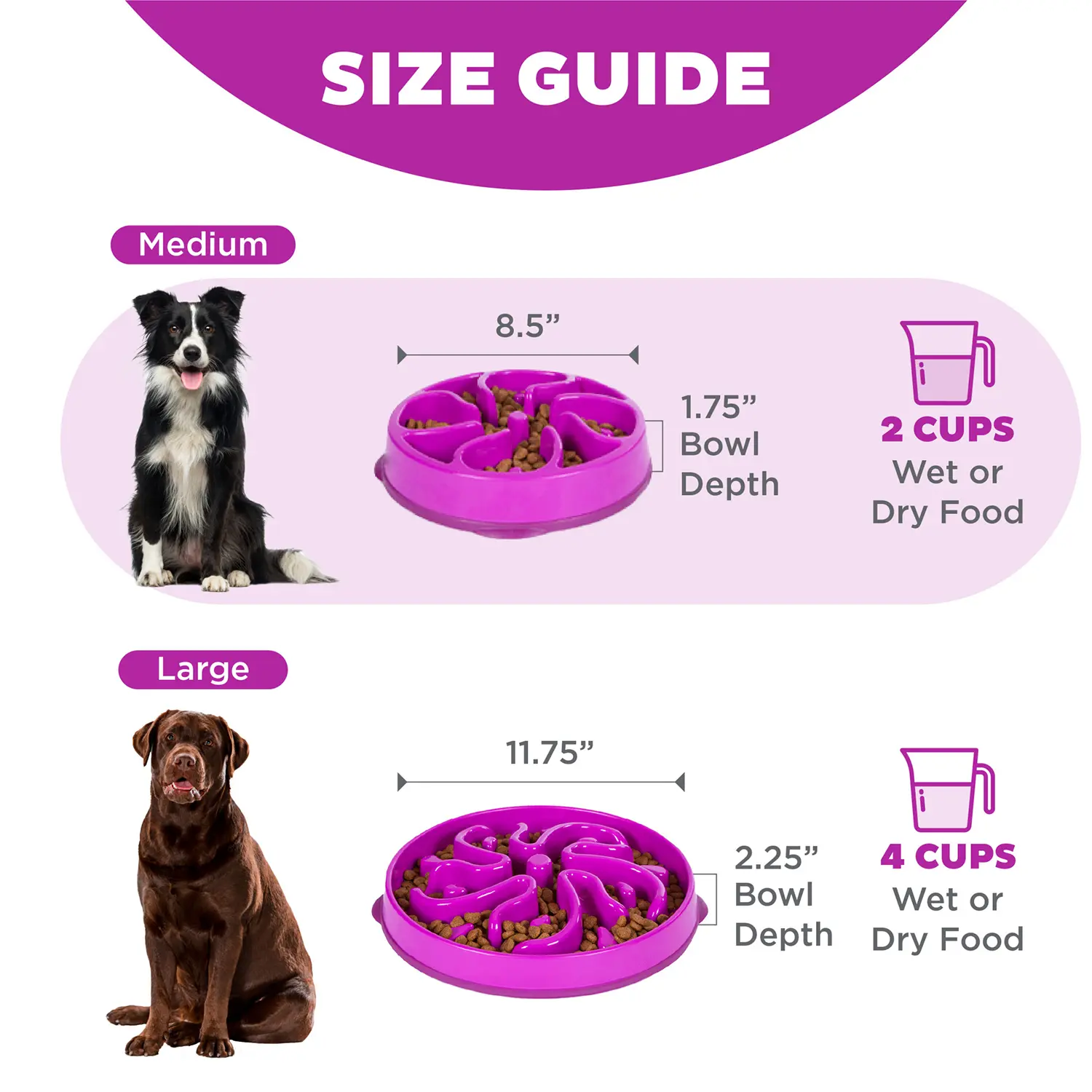 Outward Hound Fun Feeder Interactive Dog Bowl Slow Feeder Purple Small - Image 5