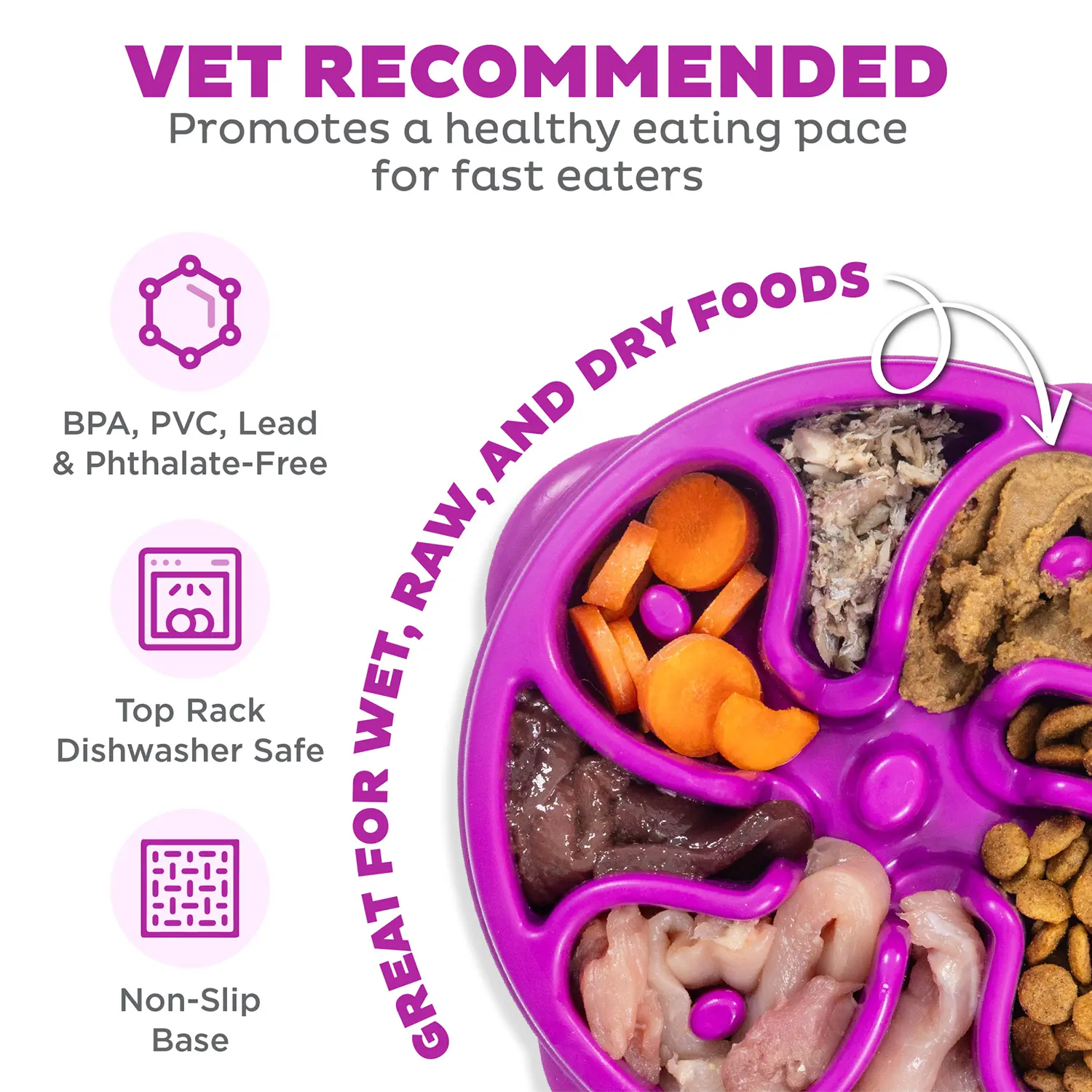 Outward Hound Fun Feeder Interactive Dog Bowl Slow Feeder Purple Small - Image 6