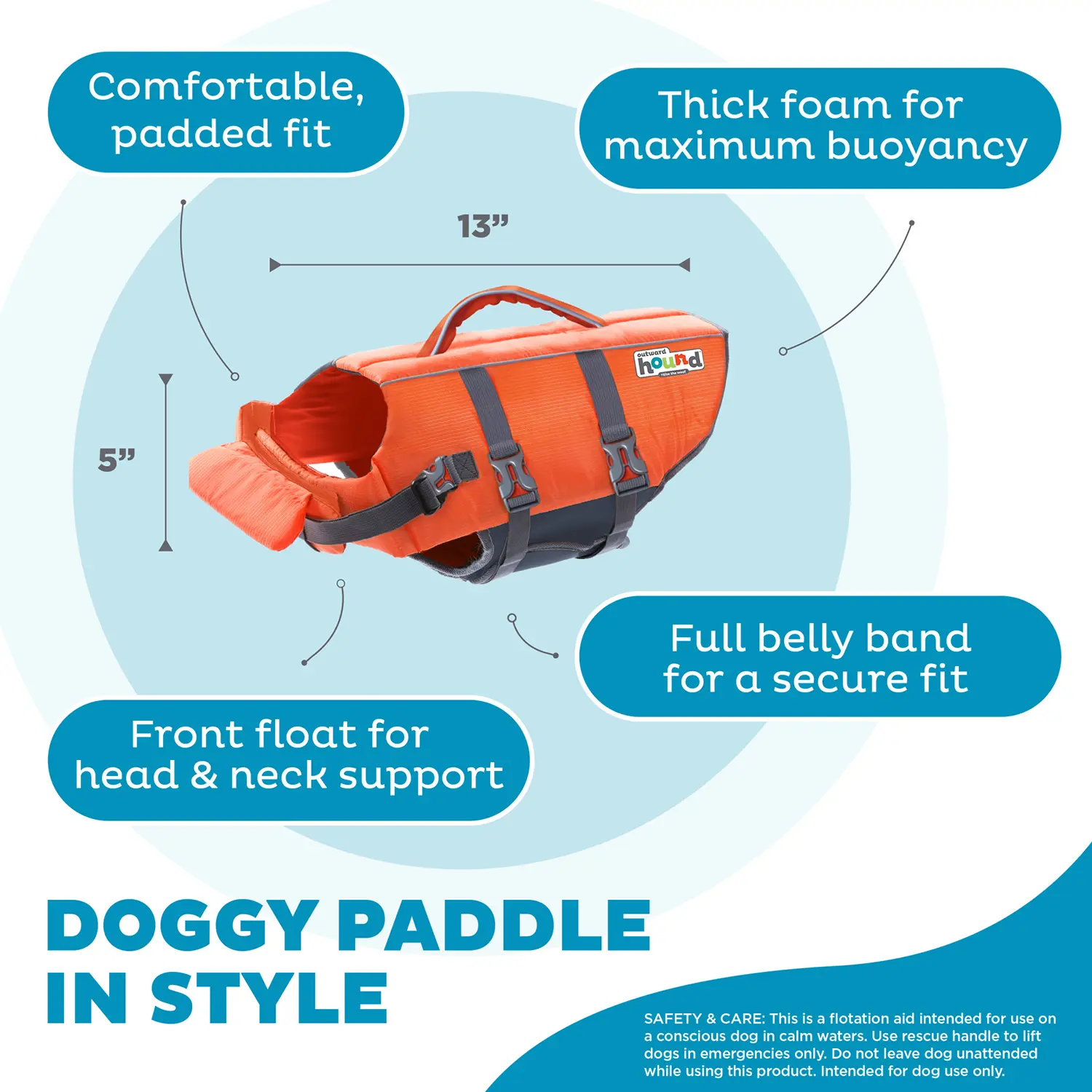 Outward Hound Granby Ripstop Dog Life Jacket Orange Small - Image 2