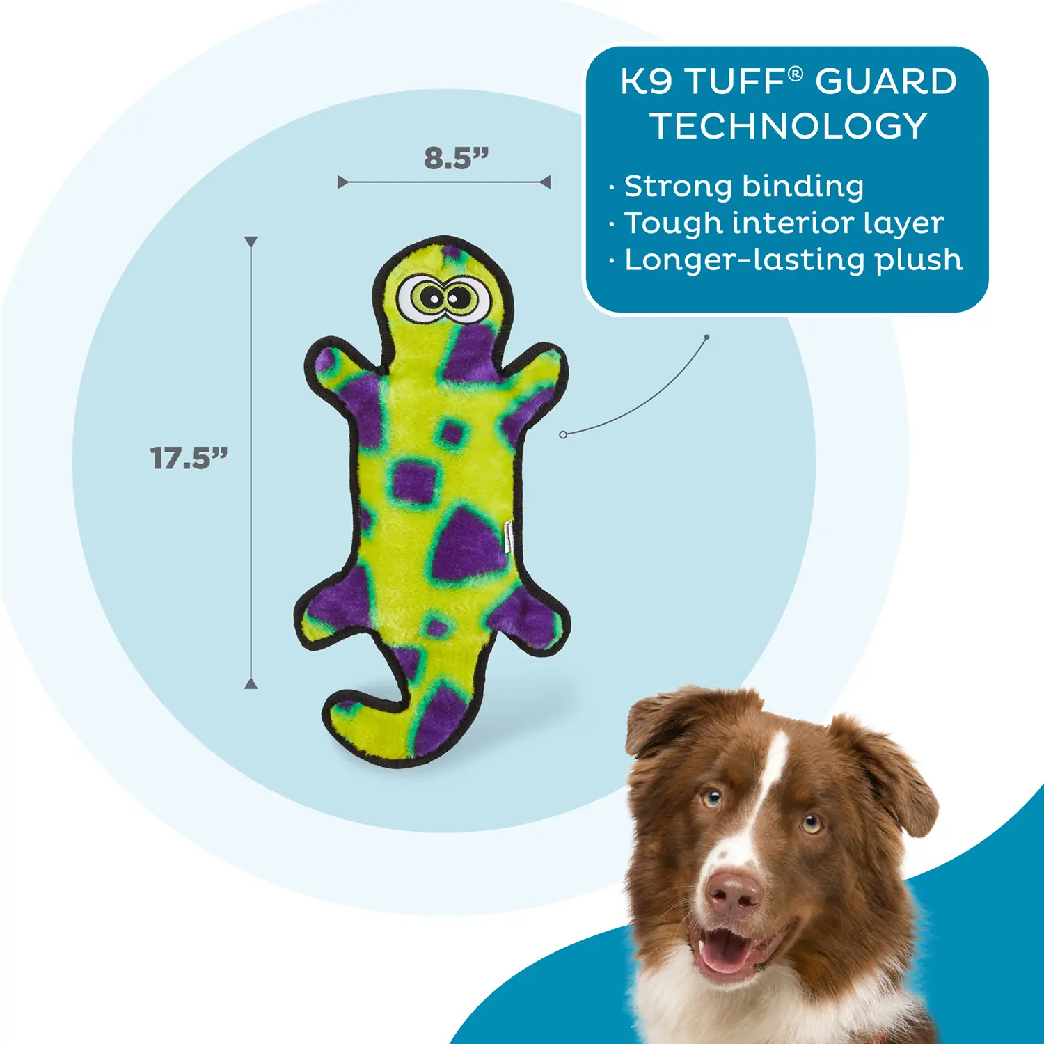 Outward Hound Invincibles Durablez Gecko Dog Toy Yellow & Green Large - Image 4