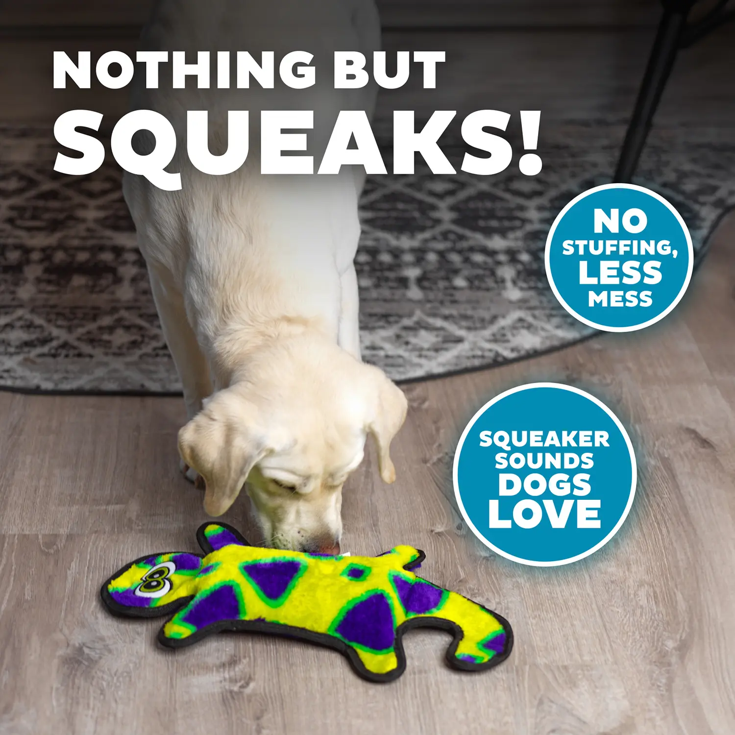 Outward Hound Invincibles Durablez Gecko Dog Toy Yellow & Green Large - Image 6