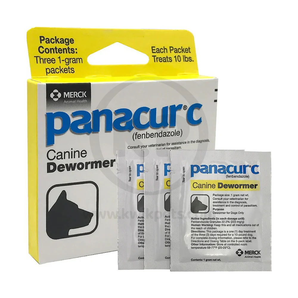Panacur C Canine Dewormer Fenbendazole 1 Gram Pack for Dogs Up To 10 lbs 3 Count Yellow - Image 3