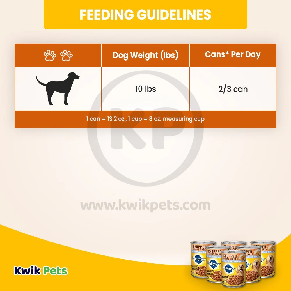 Pedigree Chopped Ground Dinner Adult Wet Dog Food Chicken Beef & Liver 13.2-oz 6 Pack - Image 6