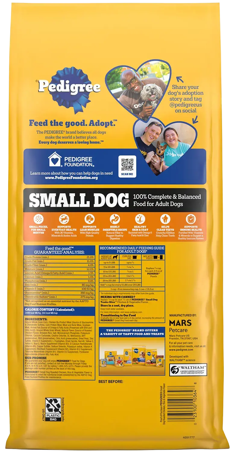 Pedigree Complete Nutrition Adult Dry Small Dog Food Roasted Chicken, Rice & Vegetable 3.5-lb - Image 3