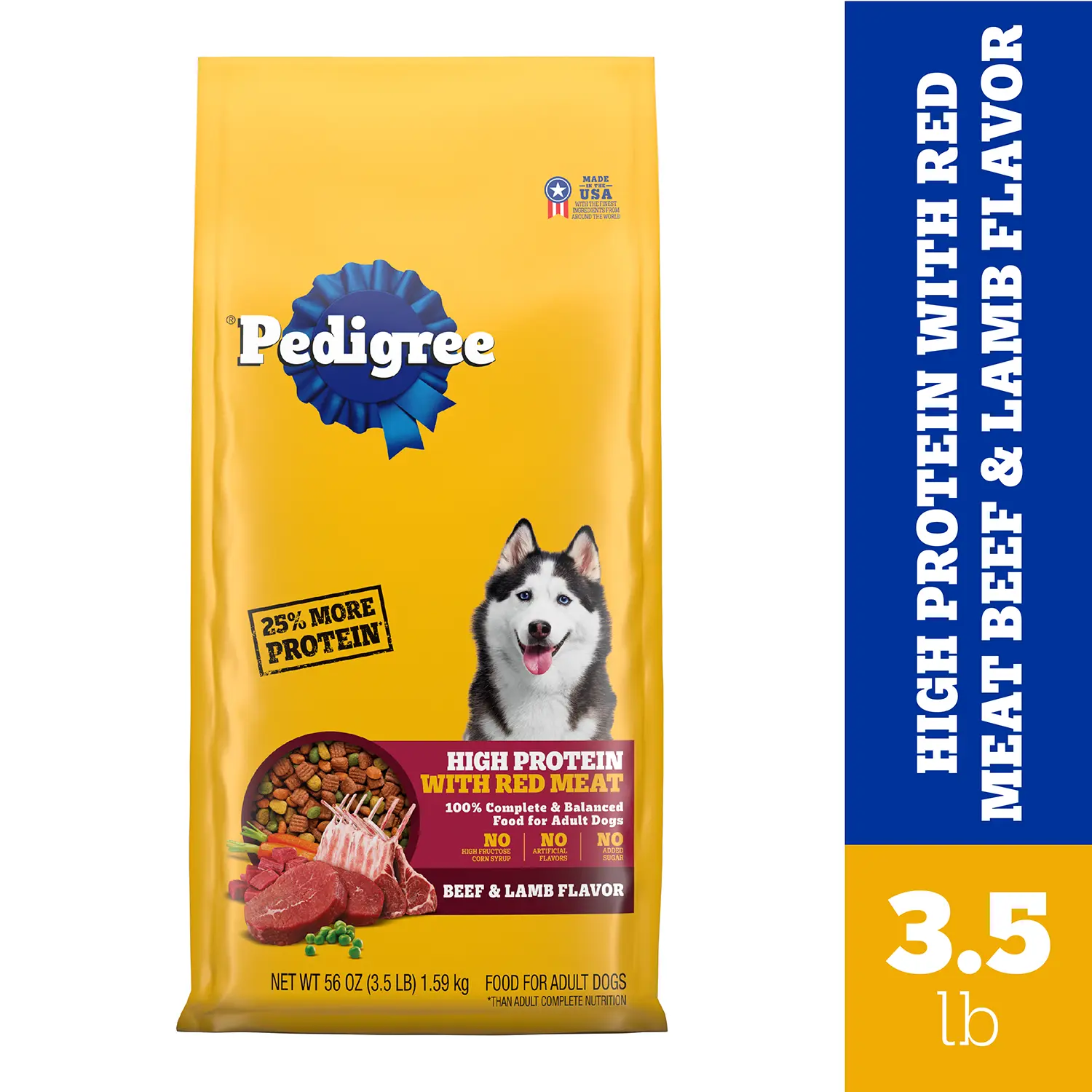 Pedigree High Protein Adult Dry Dog Food Beef & Lamb 3.5-lb - Image 2