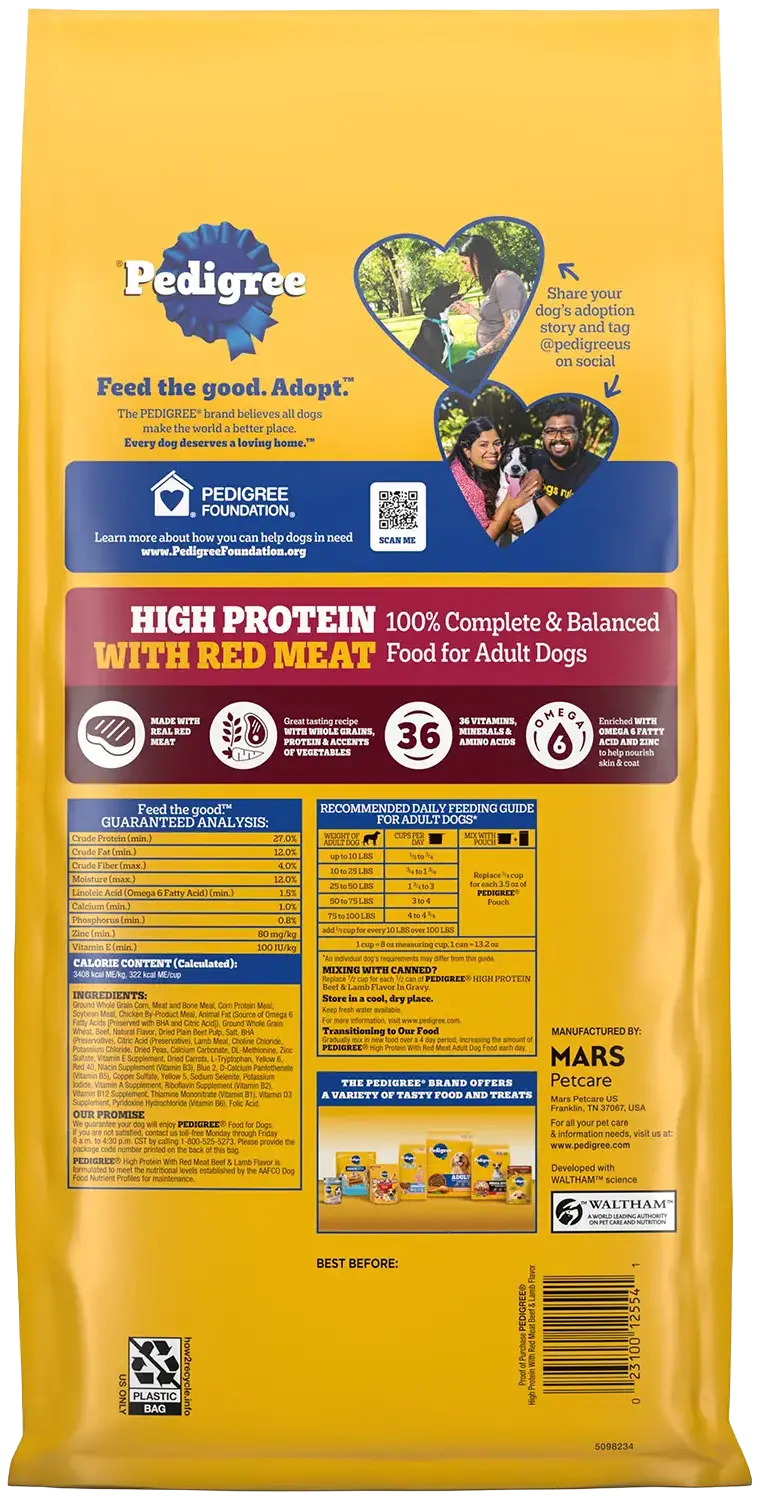 Pedigree High Protein Adult Dry Dog Food Beef & Lamb 3.5-lb - Image 3