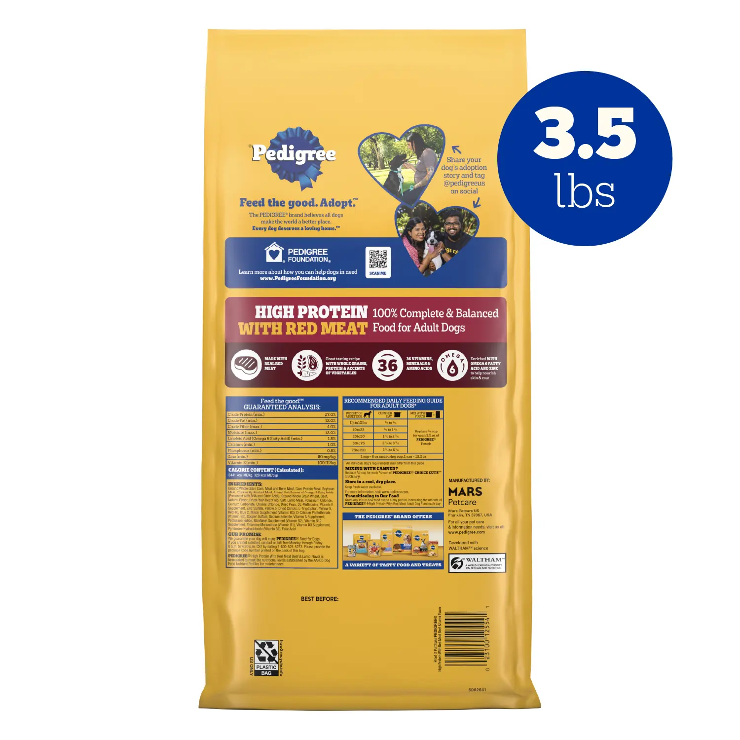 Pedigree High Protein Adult Dry Dog Food Beef & Lamb 3.5-lb - Image 4