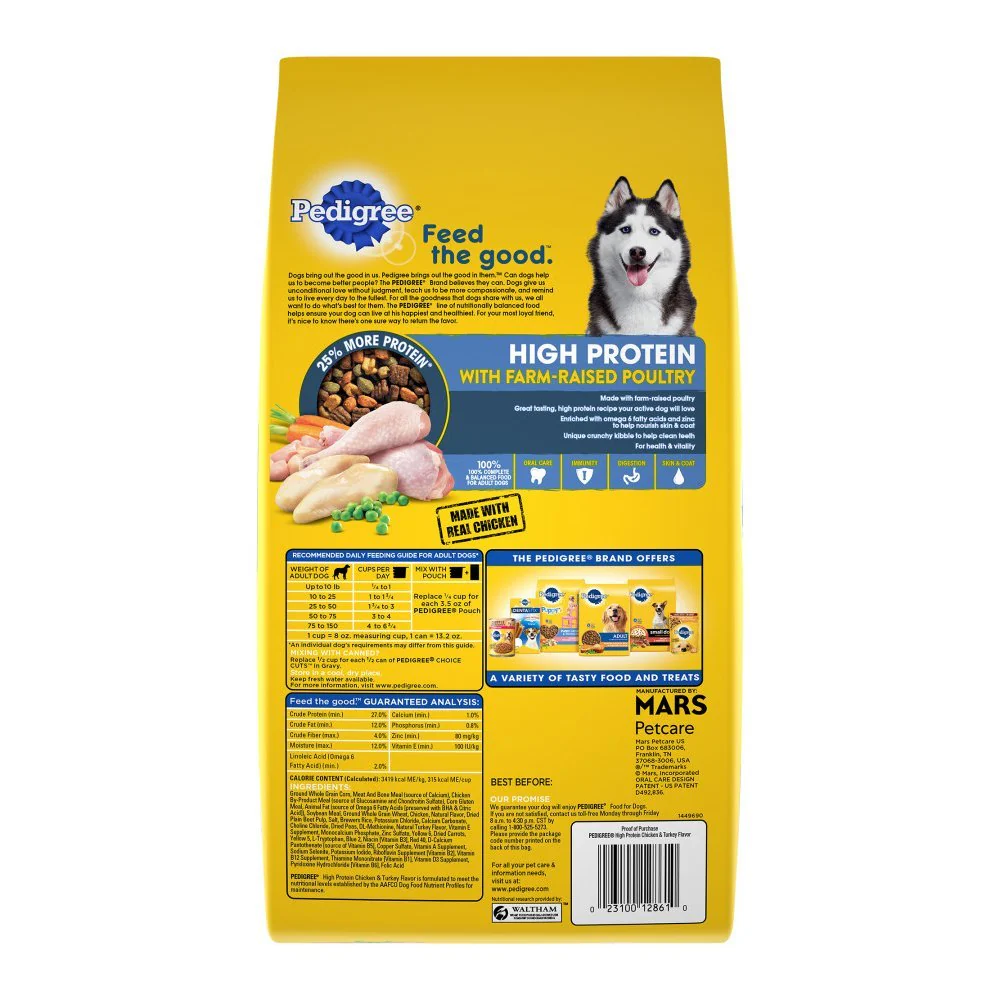 Pedigree High Protein with Farm-Raised Poultry Adult Dry Dog Food Chicken & Turkey 3.5-lb - Image 2