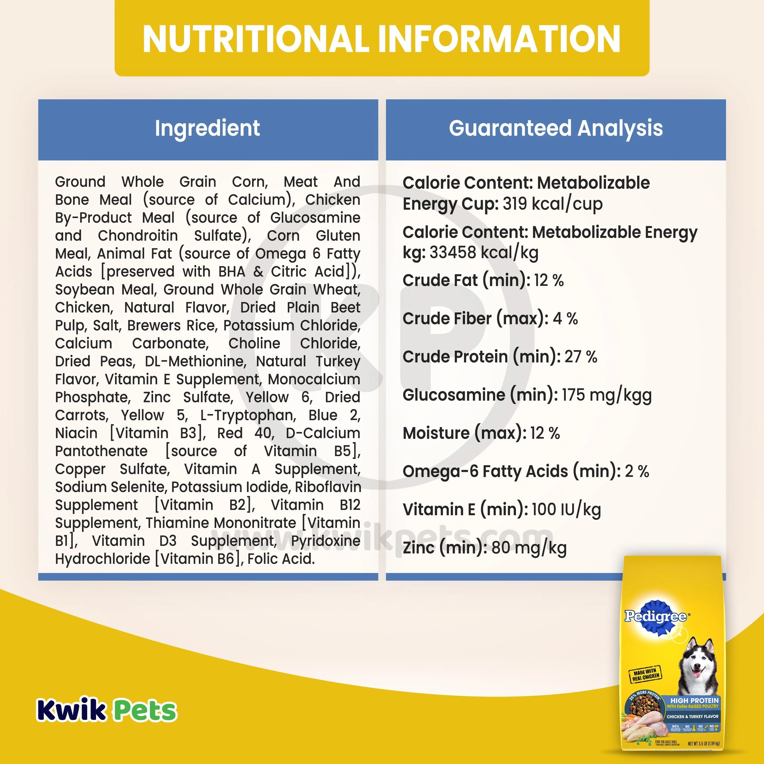 Pedigree High Protein with Farm-Raised Poultry Adult Dry Dog Food Chicken & Turkey 3.5-lb - Image 5