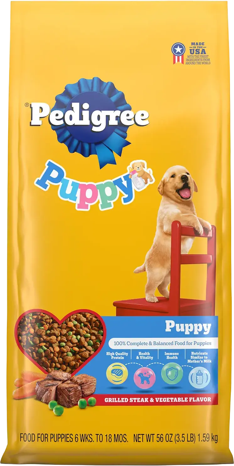 Pedigree Puppy Growth & Protection Dry Dog Food Grilled Steak & Vegetable 3.5-lb