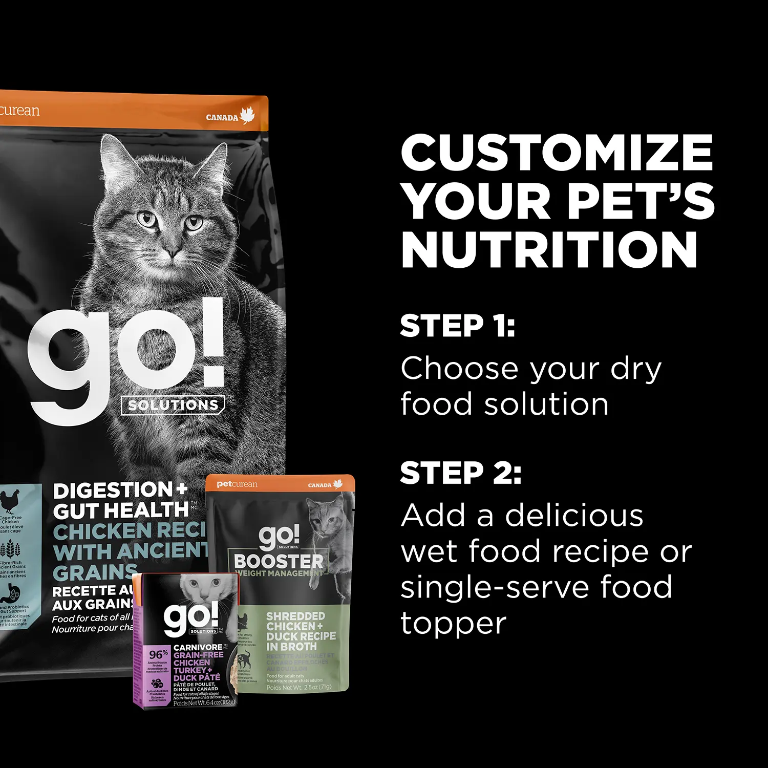 Petcurean Go! Solutions Digestion & Gut Health Dry Cat Food Chicken with Ancient Grains 3-lb - Image 7
