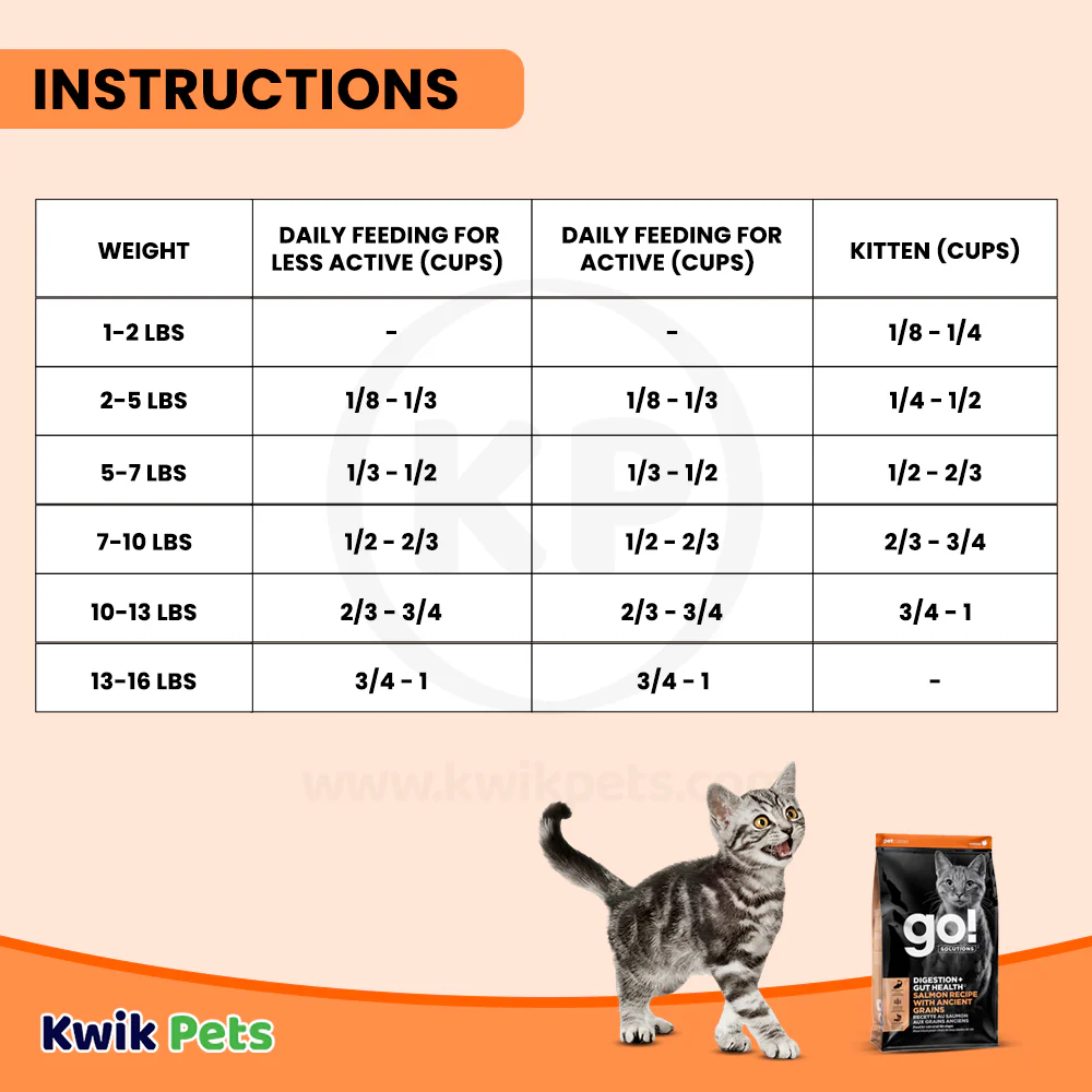 Petcurean Go! Solutions Digestion & Gut Health Dry Cat Food Salmon with Ancient Grains 3-lb - Image 5