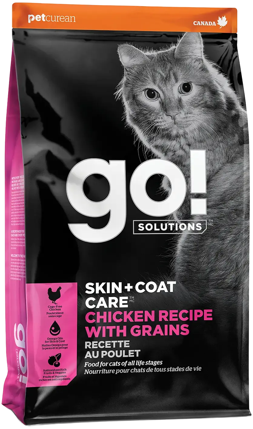 Petcurean Go! Solutions Skin & Coat Care Dry Cat Food Chicken with Grains 3-lb