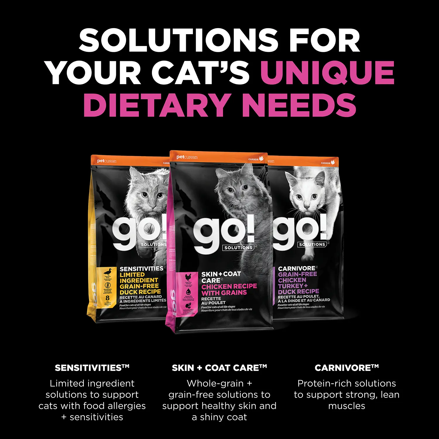 Petcurean Go! Solutions Skin & Coat Care Dry Cat Food Chicken with Grains 3-lb - Image 6