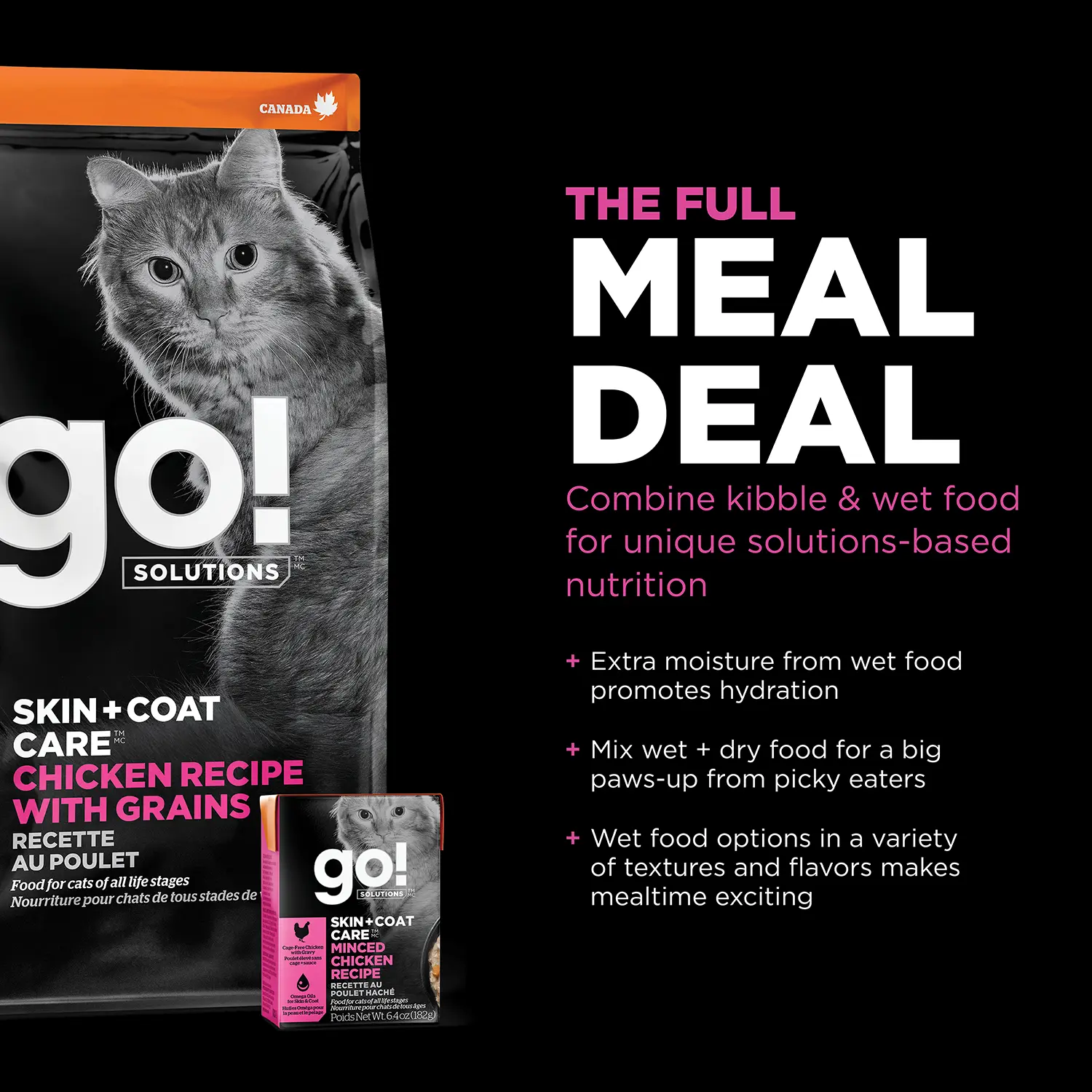 Petcurean Go! Solutions Skin & Coat Care Dry Cat Food Chicken with Grains 3-lb - Image 7