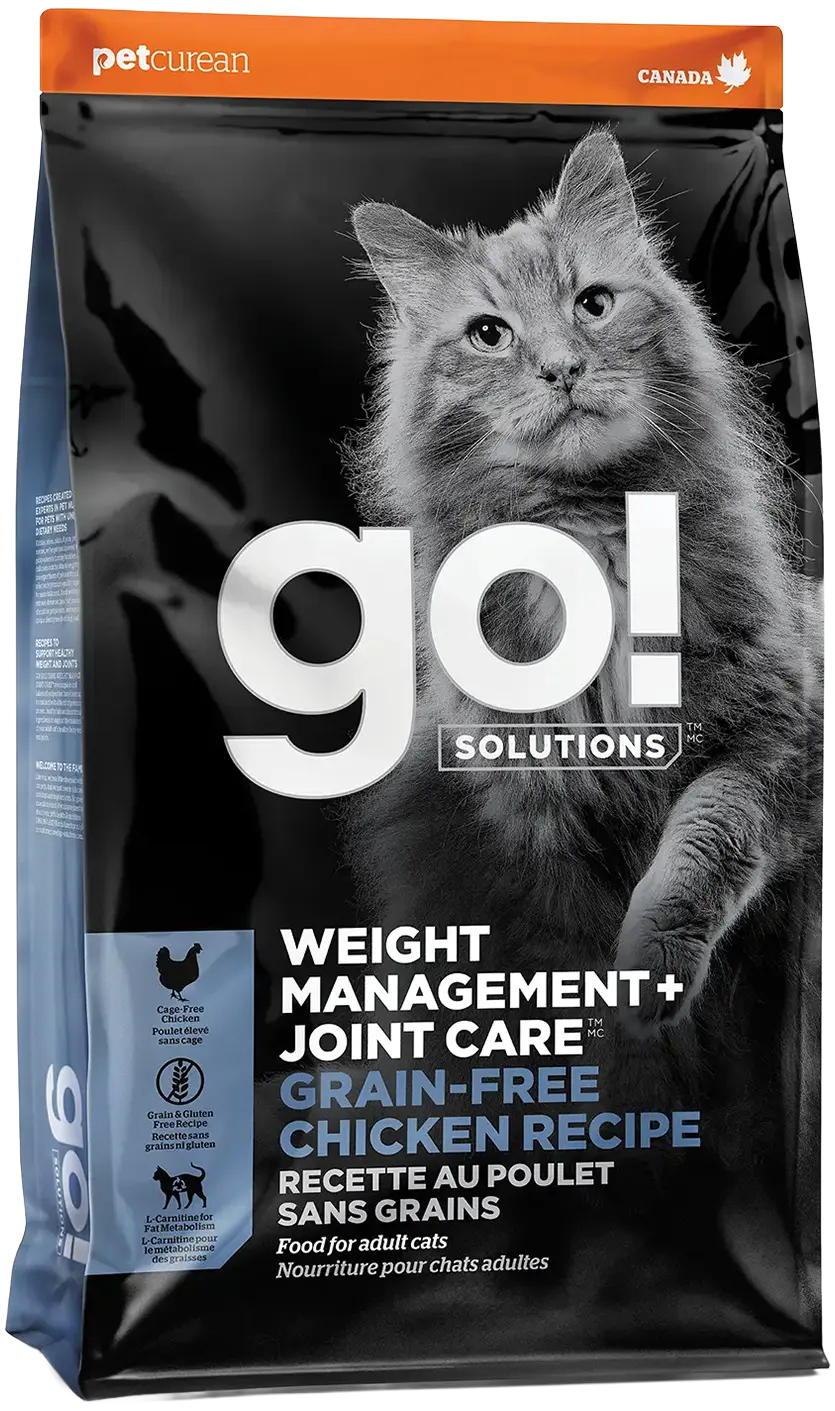 Petcurean Go! Solutions Weight Management & Joint Care Grain-Free Dry Cat Food Chicken 3-lb