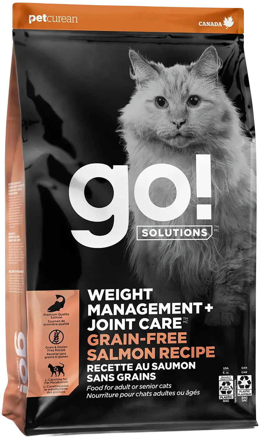 Petcurean Go! Solutions Weight Management & Joint Care Grain-Free Dry Cat Food Salmon 3-lb