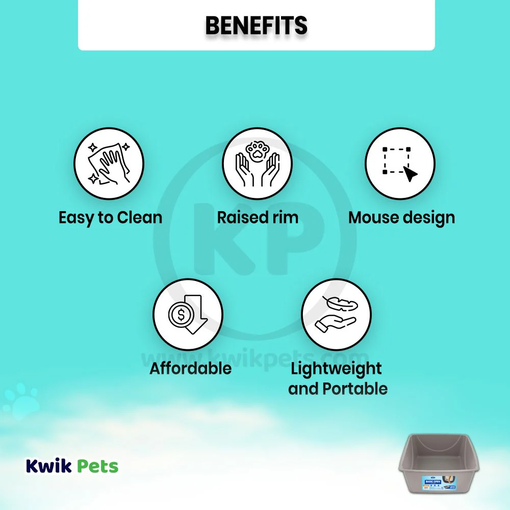 Petmate Basic Cat Litter Pan Mouse Gray Small - Image 3