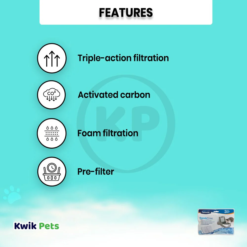 Petmate Fresh Flow Replacement Charcoal Filter 3 Pack - Image 3