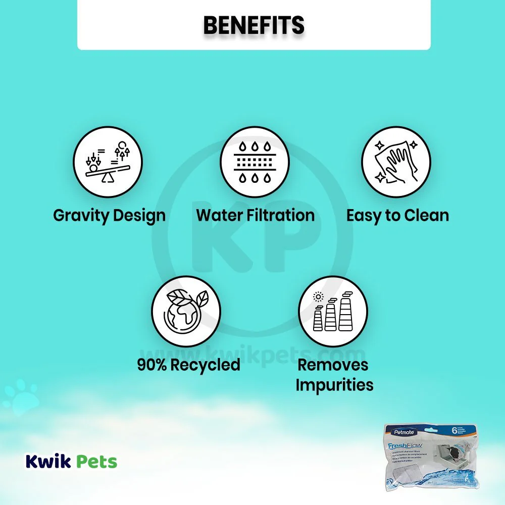 Petmate Fresh Flow Replacement Charcoal Filter 6 Pack - Image 3