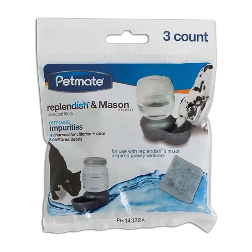Petmate Replendish Charcoal Replacement Filter Grey 3 Count