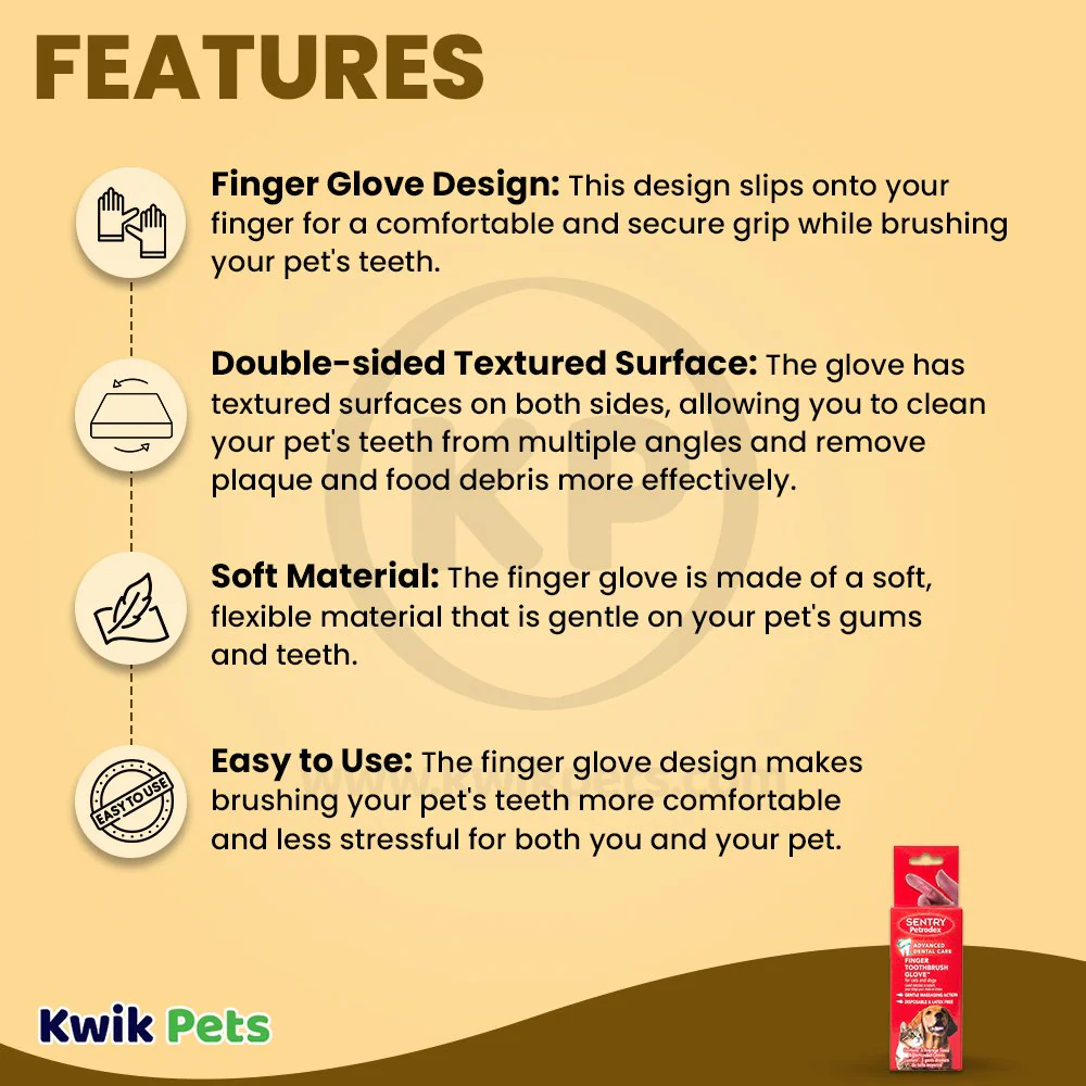 Sentry Petrodex Deluxe Finger Toothbrush Glove for Dogs & Cats 5 Count - Image 3