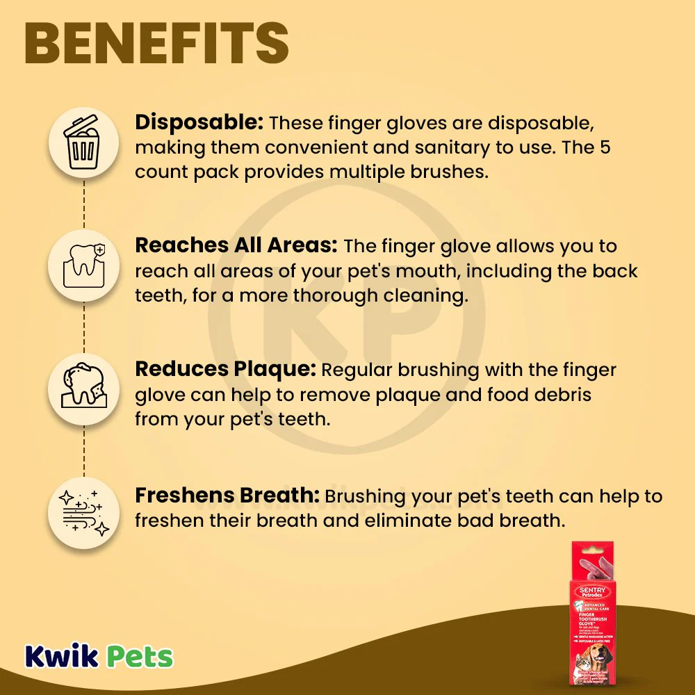Sentry Petrodex Deluxe Finger Toothbrush Glove for Dogs & Cats 5 Count - Image 4