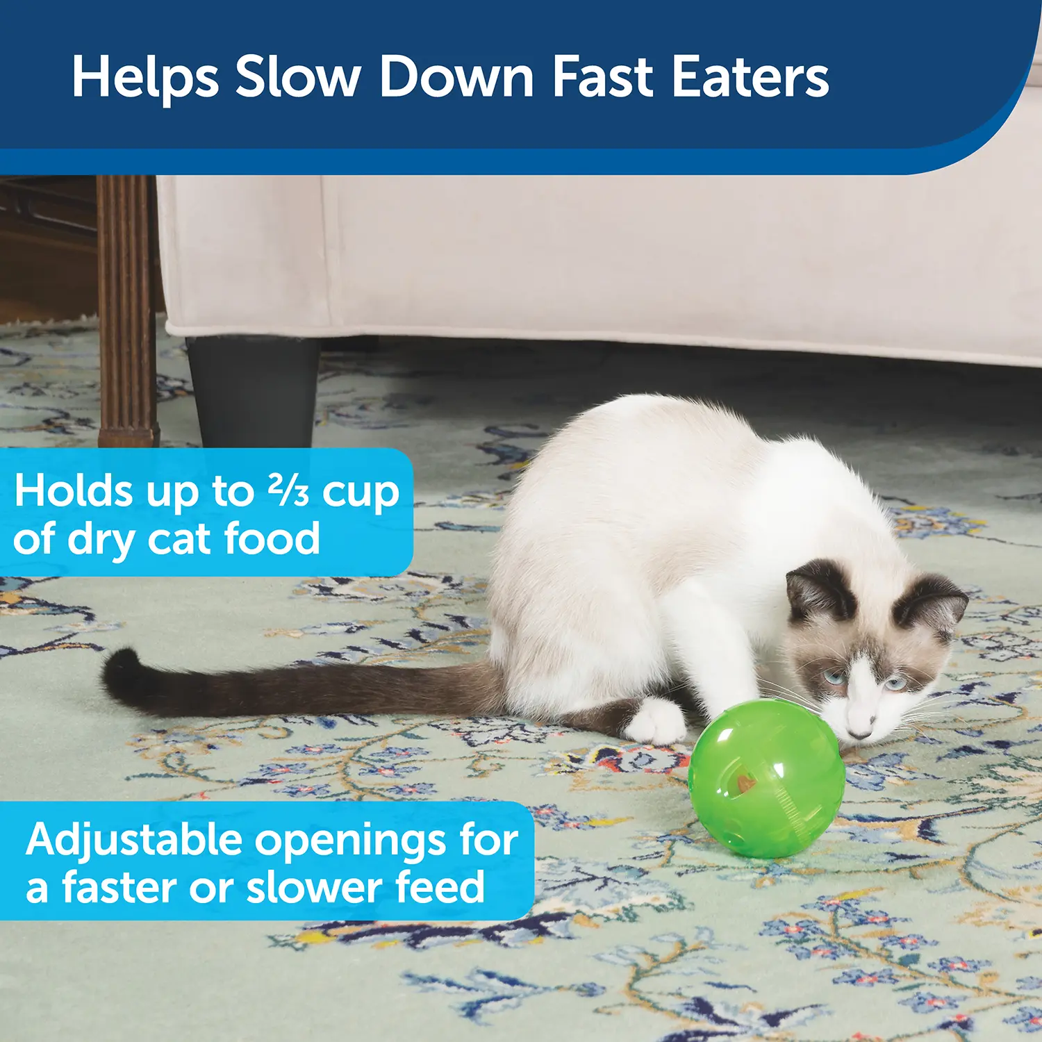 PetSafe SlimCat Interactive Cat Feeder Ball Green - Image 2