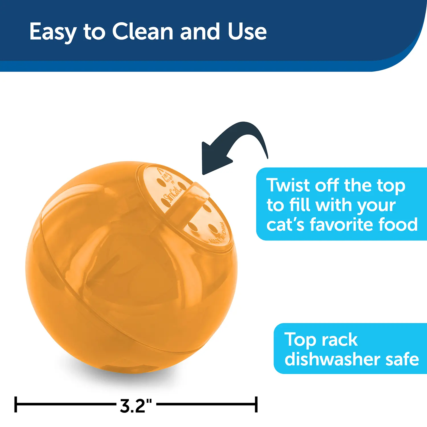 PetSafe SlimCat Interactive Cat Feeder Ball Orange - Image 3