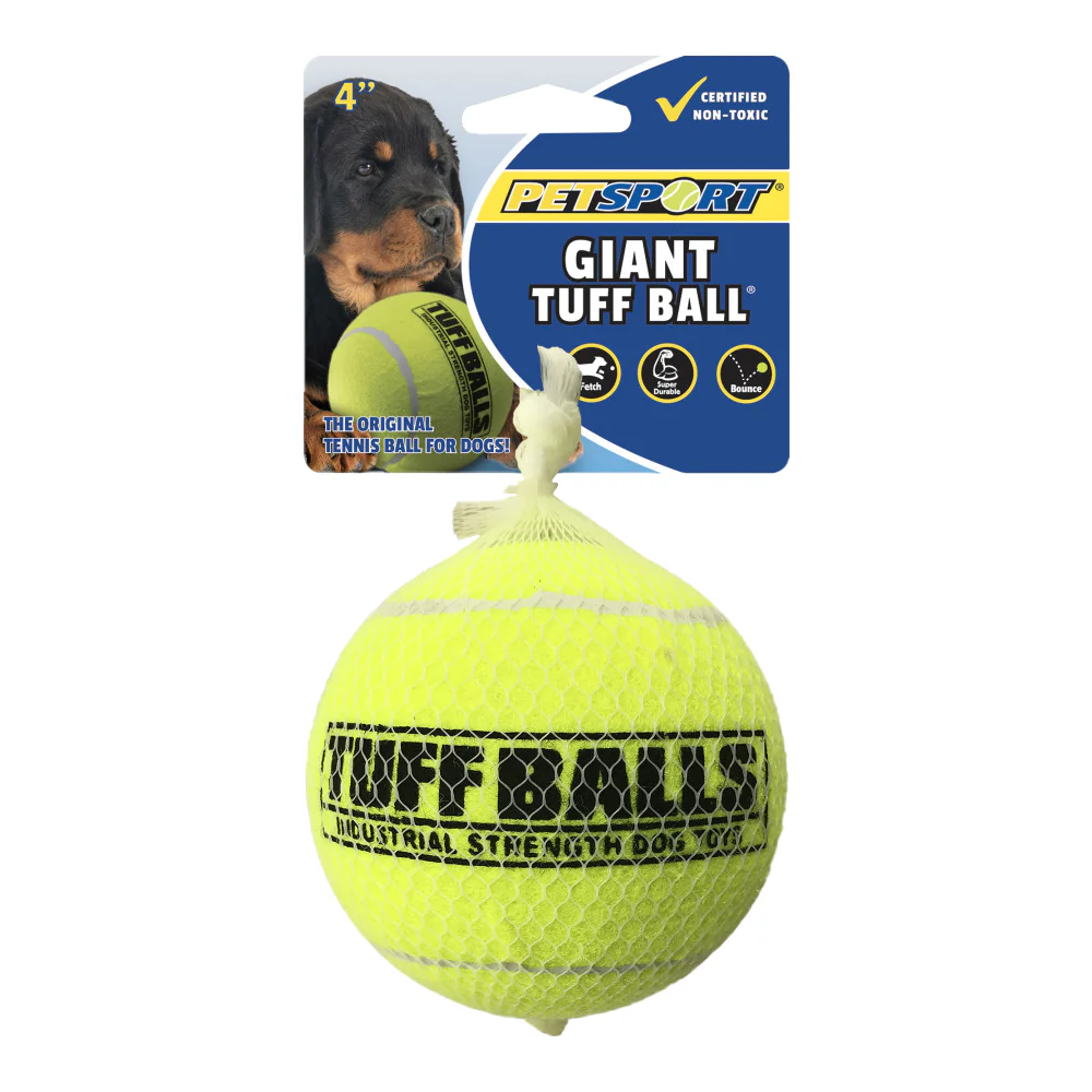 Petsport USA Giant Tuff Ball Dog Toy Yellow 4-in