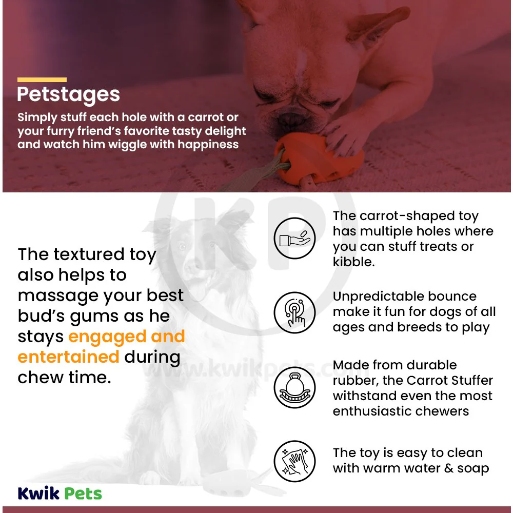 Petstages Carrot Stuffer Treat-Dispensing Interactive Dog Toy - Image 2