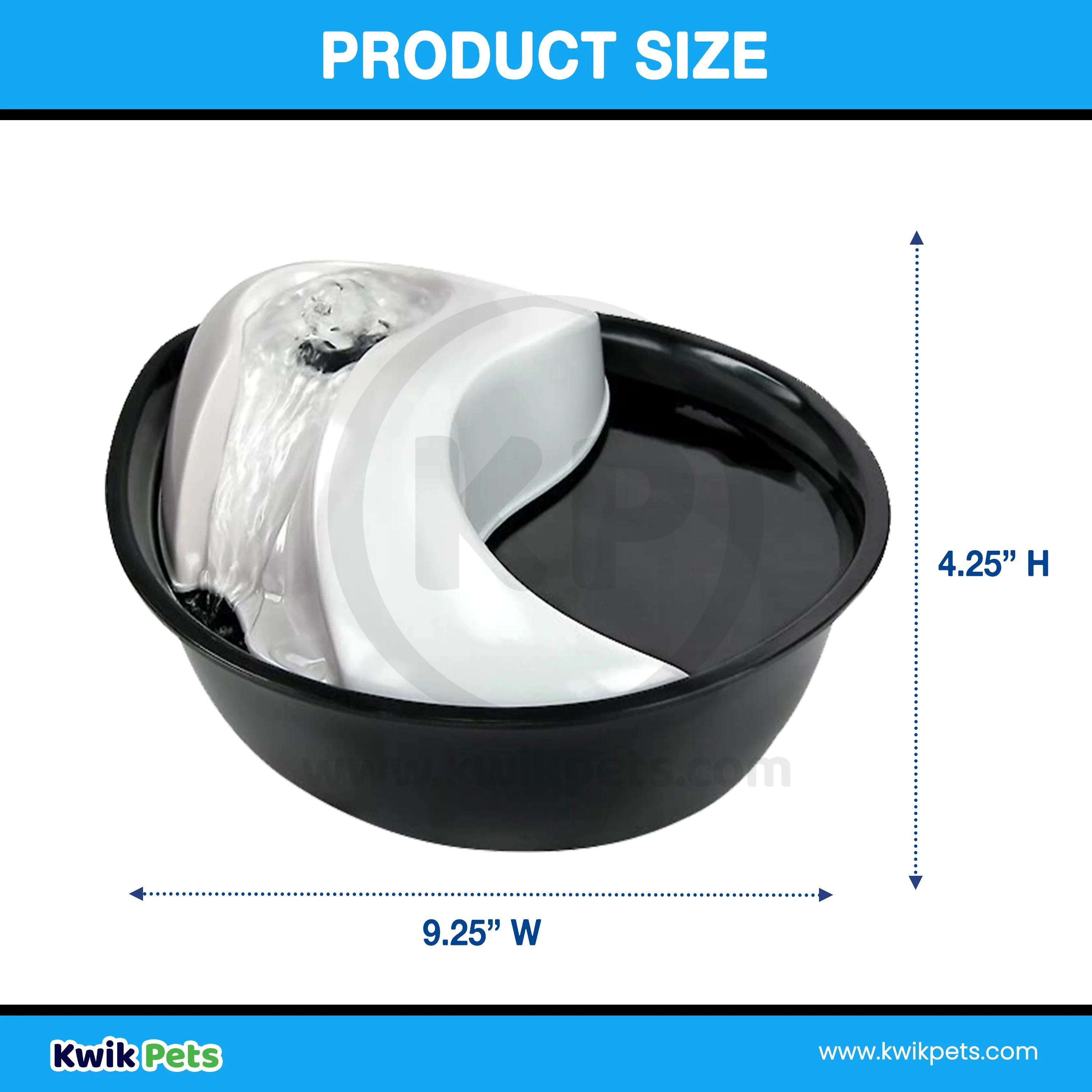 Pioneer Pet Raindrop Design Plastic Dog & Cat Drinking Fountain Black & White 60-oz - Image 6