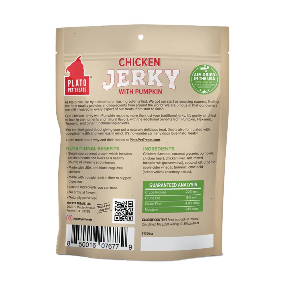 Plato Chicken Jerky With Pumpkin Dog Treats 16-oz - Image 2