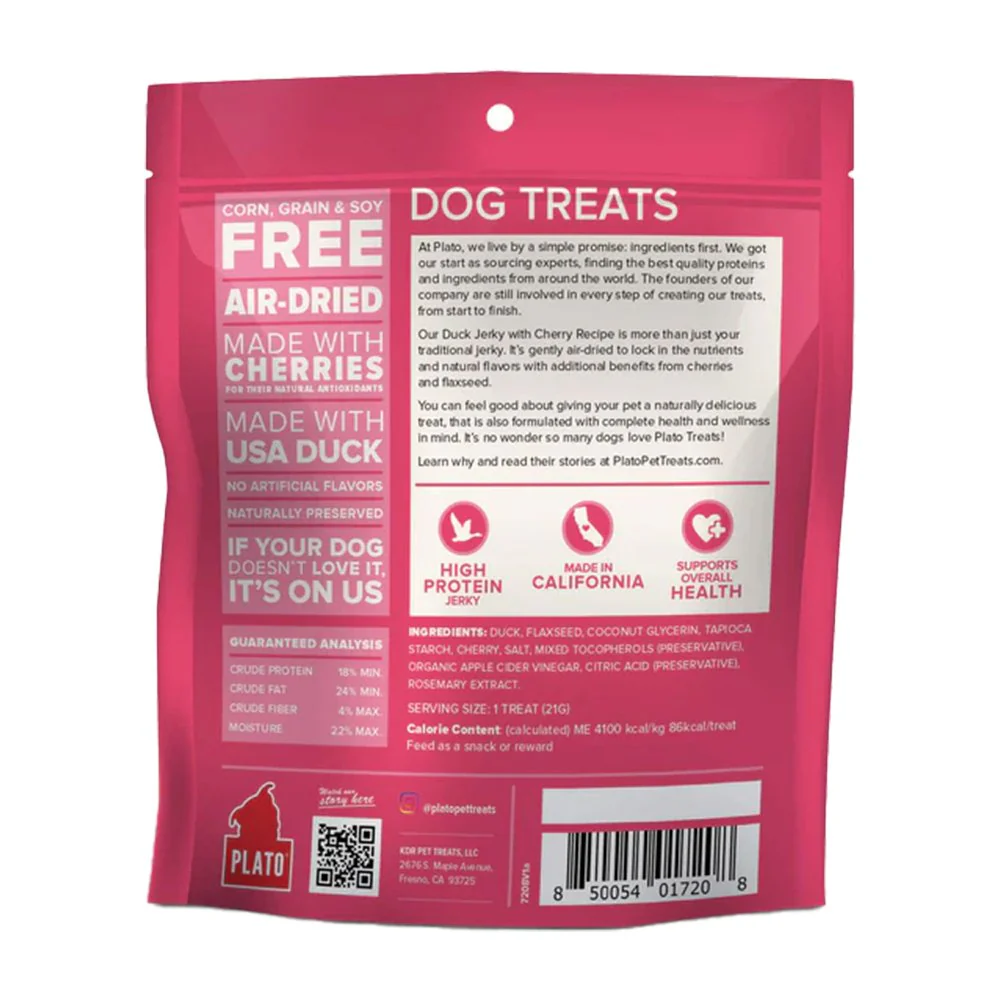 Plato Duck Jerky With Cherry Dog Treats 7-oz - Image 2