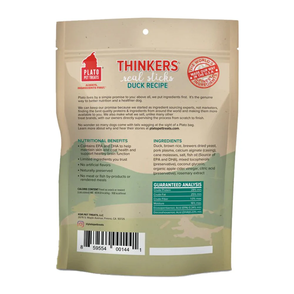 Plato Thinkers Real Sticks Duck Dog Treats 10-oz - Image 2