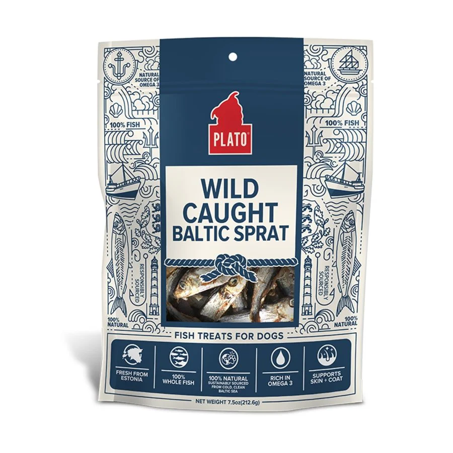 Plato Wild Caught Baltic Sprat Fish Dog Treats 7.5-oz