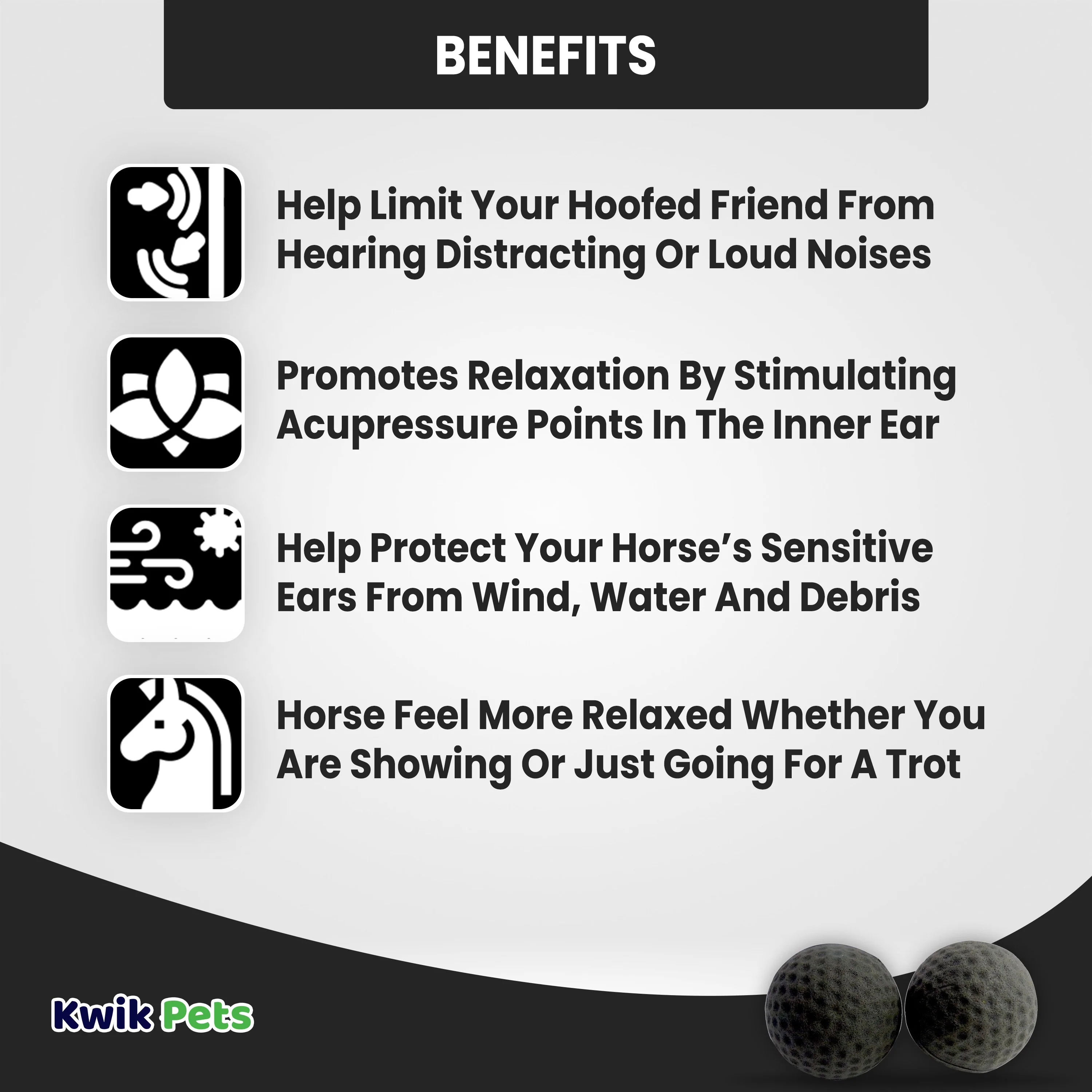 Equine Healthcare International Pomms Horse Ear Plugs Black 2 Count - Image 4