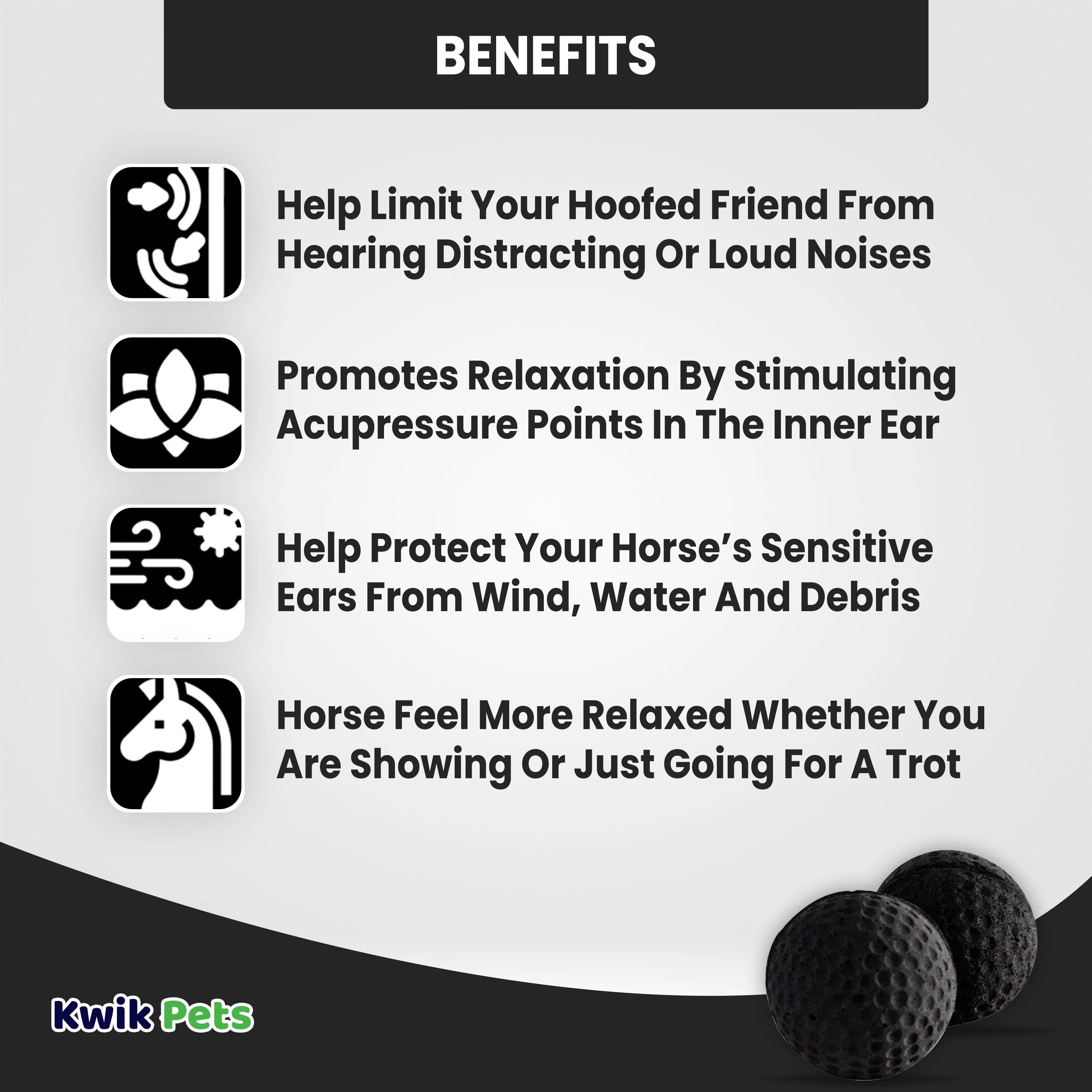 Equine Healthcare International Pony Pomms Horse Ear Plugs Black 2 Count - Image 4
