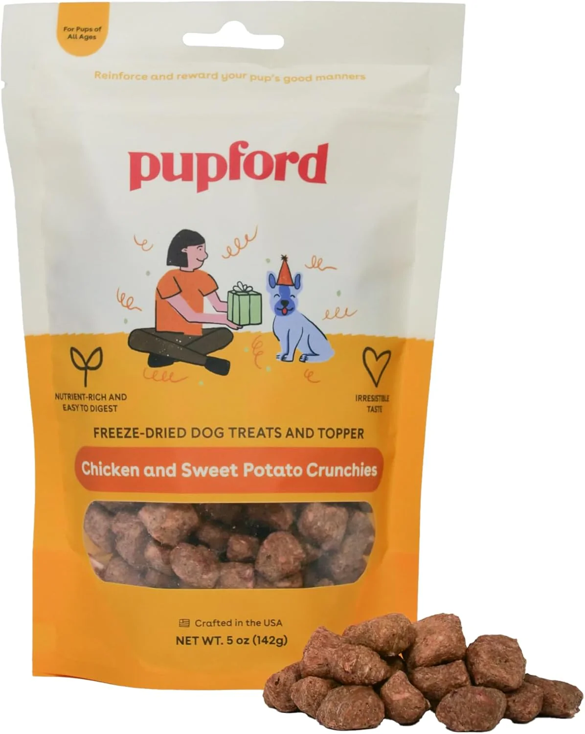 Pupford Freeze-Dried Chicken & Sweet Potato Crunchies Dog Treats 5-oz