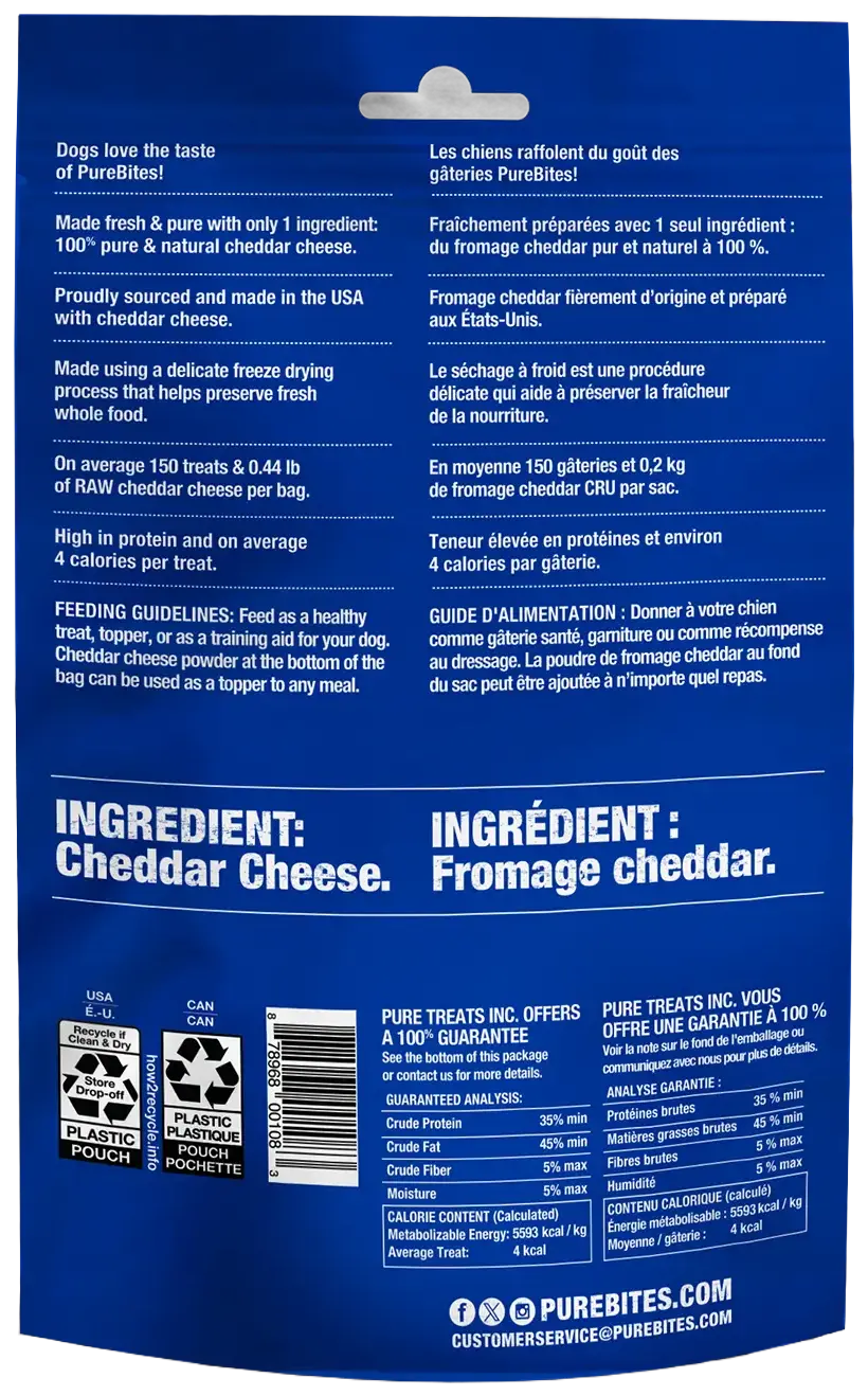 PureBites Cheddar Cheese Freeze-Dried Dog Treats 4.2-oz - Image 2