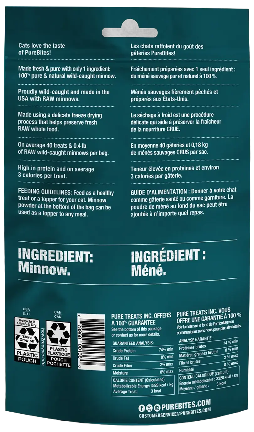 PureBites Wild-Caught Minnow Freeze-Dried Pure Cat Treats 1.09-oz - Image 2