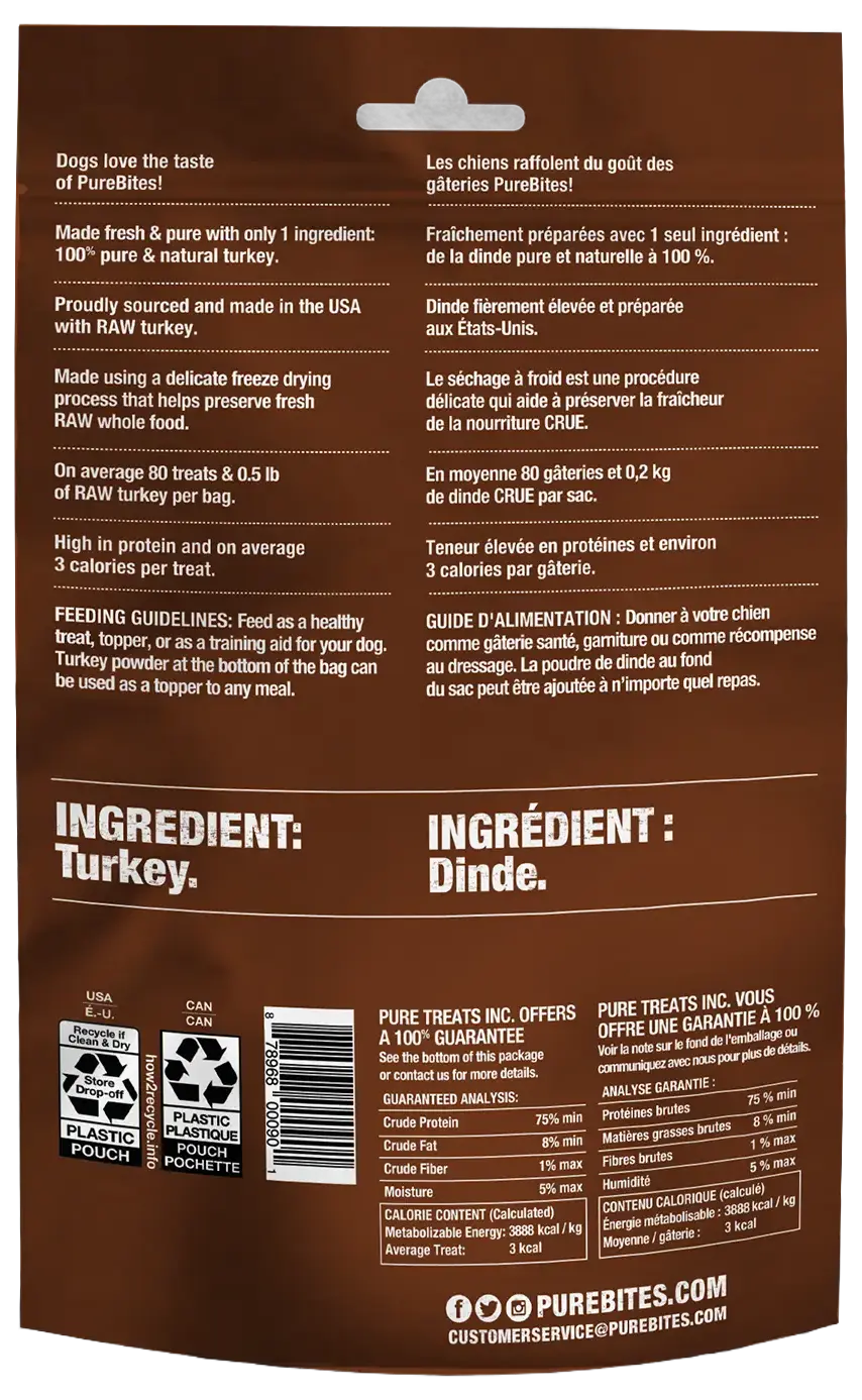 PureBites Turkey Breast Freeze-Dried Dog Treats 2.47-oz - Image 2