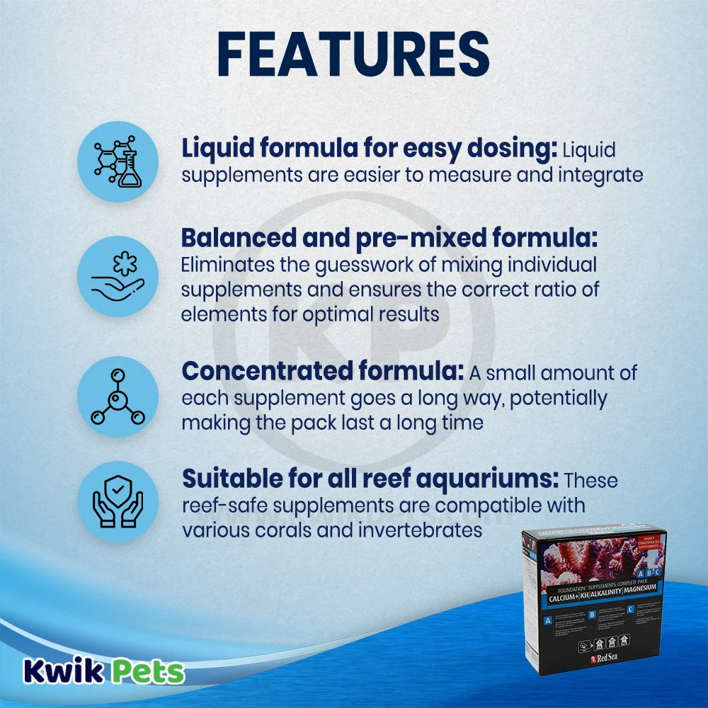 Red Sea Reef Foundation ABC Complete Liquid Supplement Pack 250 ml-each 3 Count - Image 2