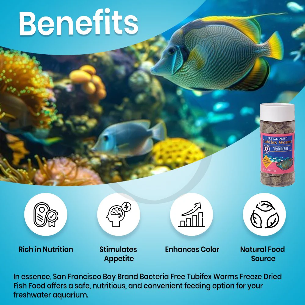 San Francisco Bay Brand Bacteria Free Tubifex Worms Freeze-Dried Fish Food 0.5-oz - Image 3