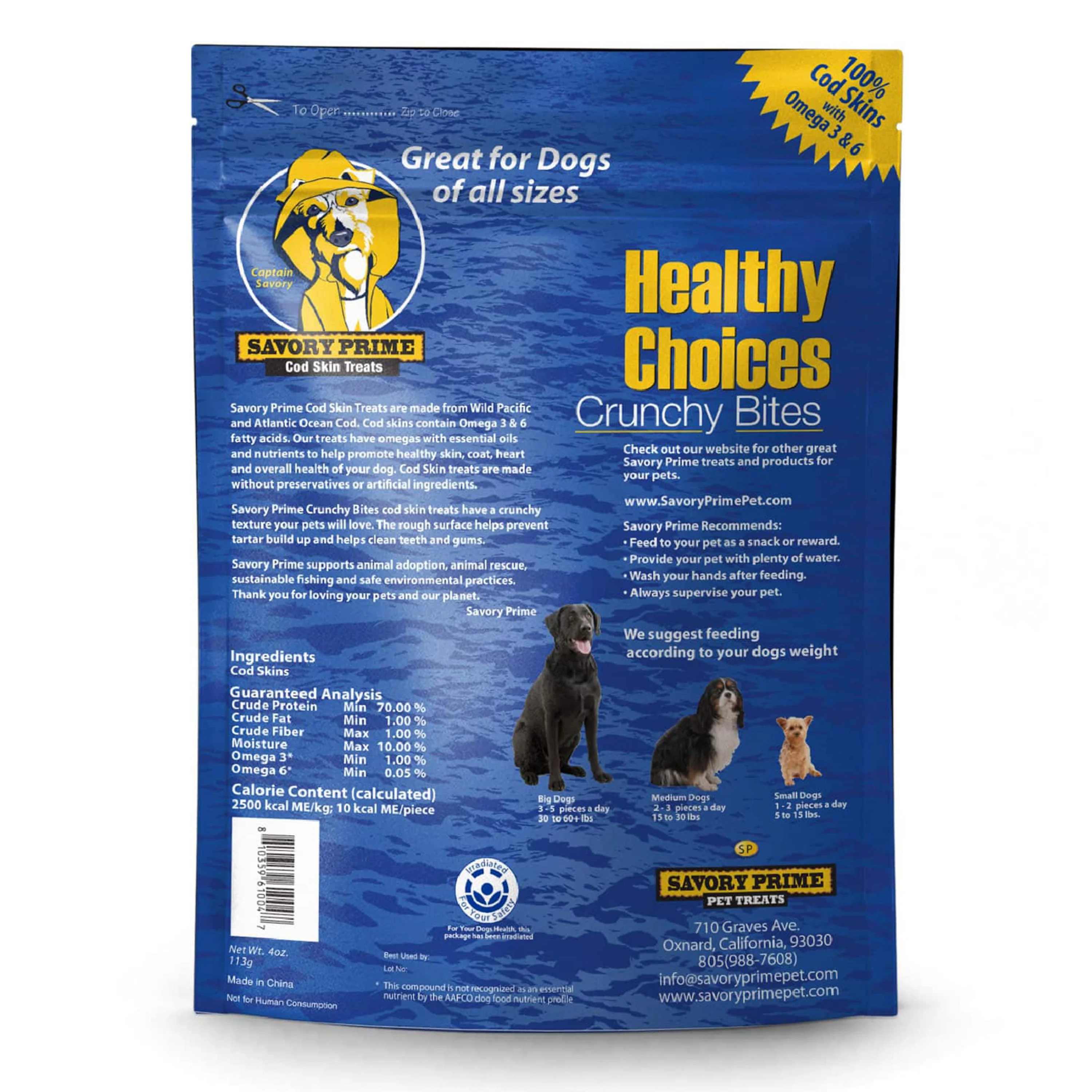 Savory Prime Cod Skin Crunchy Bites Dog Treats 4-oz - Image 2