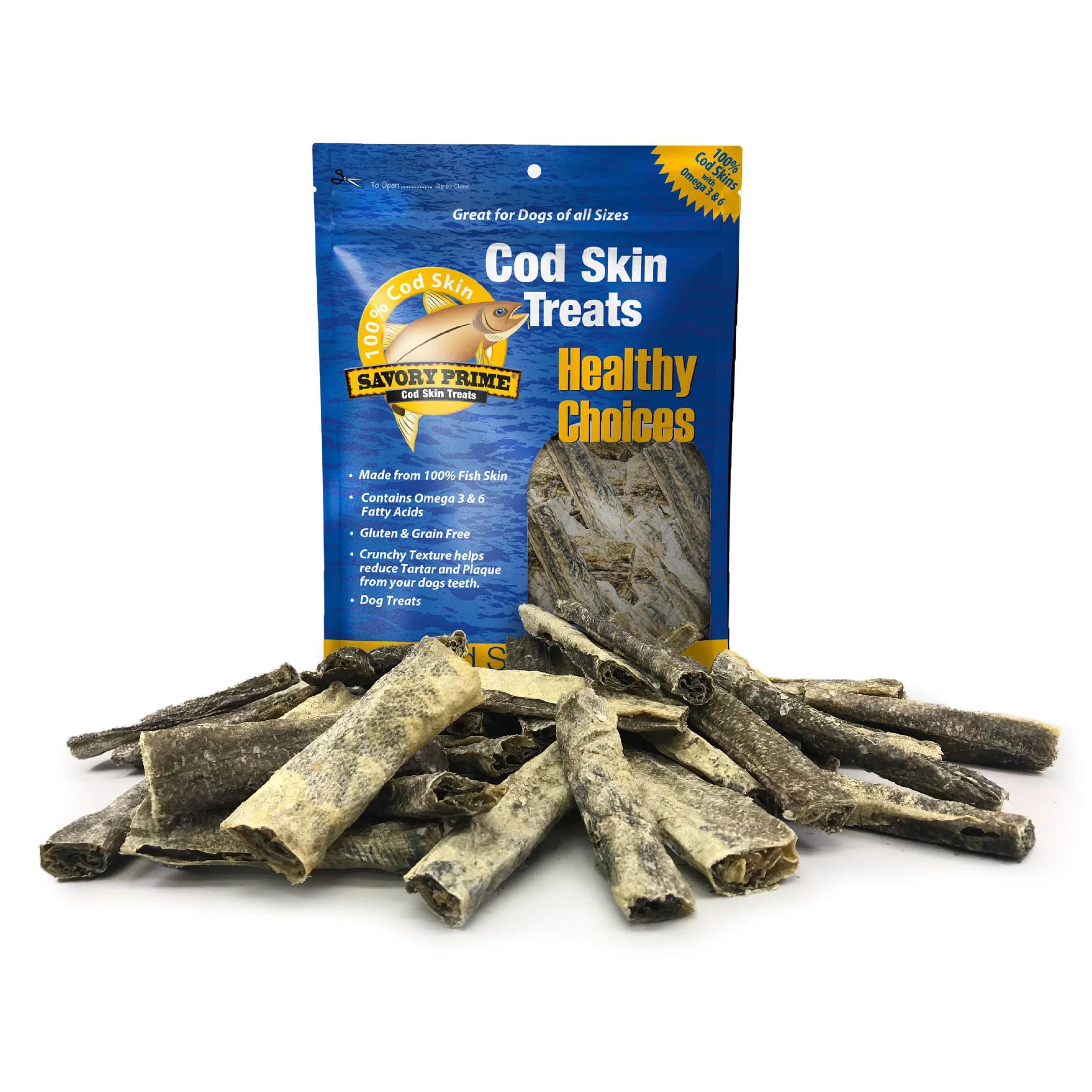 Savory Prime Cod Skin Fish Strips Dog Treats 8-oz - Image 6